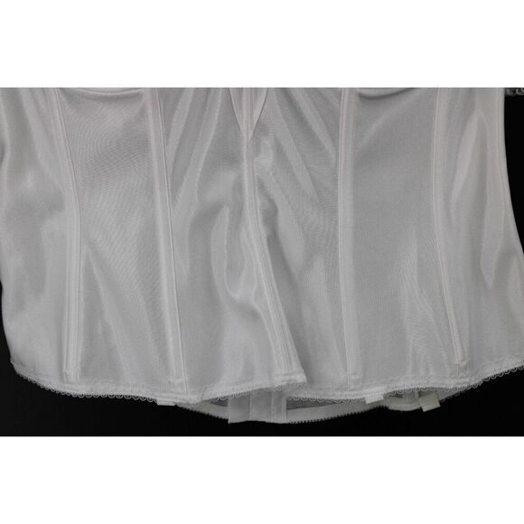 Dominique Juliette Satin Longline Corset Bra 42D White w/Garters 8950 NWT - Picture 3 of 9